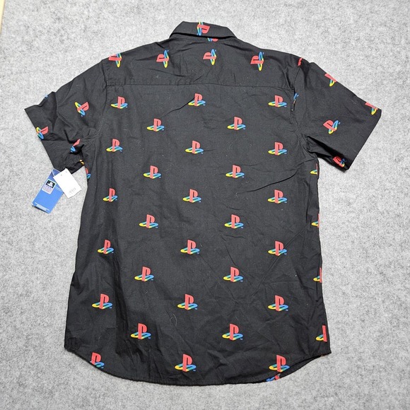 Playstation Button Up Shirt Mens Size XL Black PS AOP Short Sleeve Collar - Picture 4 of 9